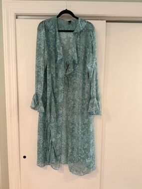 wild fable Seafoam Sheer Floral Sheer Duster